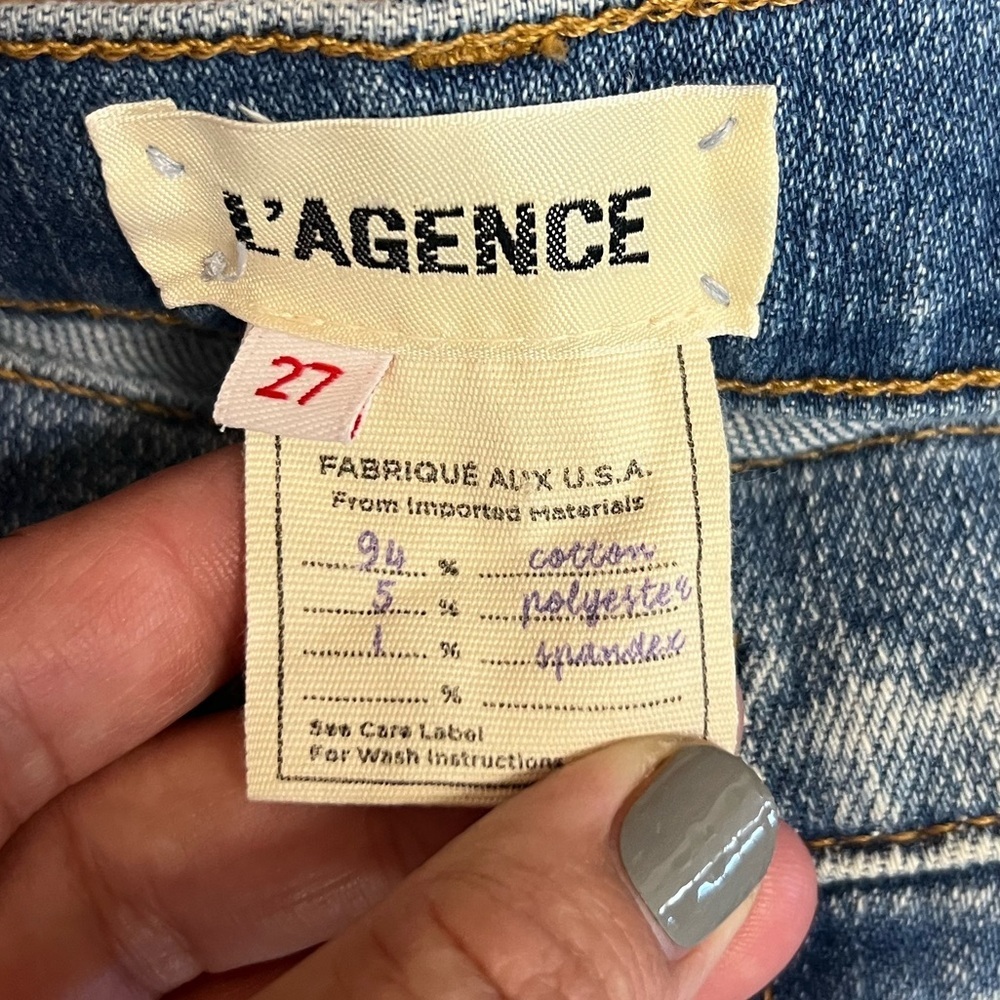 NWOT L'AGENCE El Matador High Rise Slim Jeans Size 27 Dry Ice Raw Hem - Picture 7 of 12